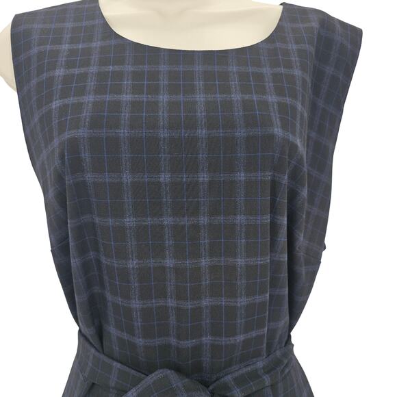 Calvin Klein womans size XL sleeveless plaid peplum shell tie waist tank top - Picture 2 of 6